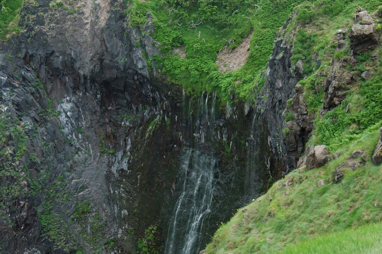 Frepe Falls, a popular tourist spot on the Shiretoko Peninsula, is a ...